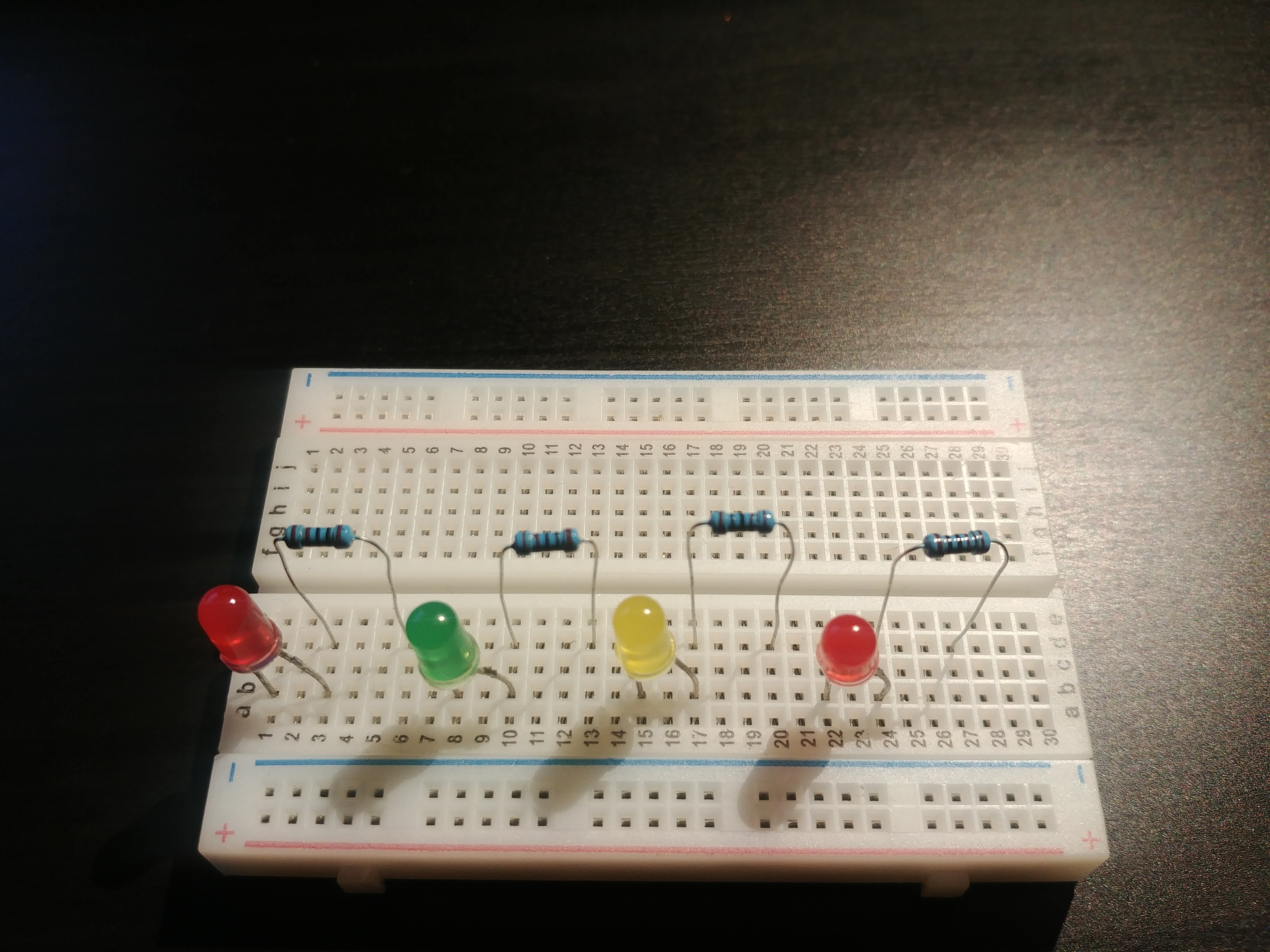 Actual LED’s on a breadboard